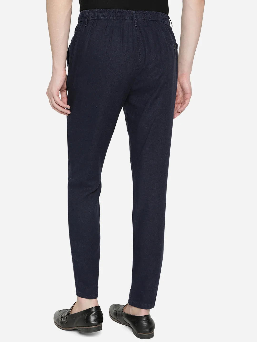 Navy Blue Solid Slim Fit Track Pant | JadeBlue