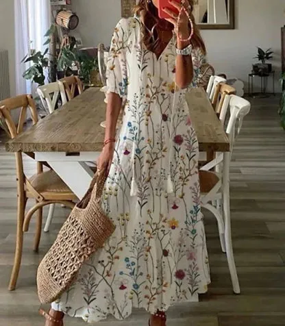 NAYA - BOHEMIAN SMOCKED WAIST DRESS