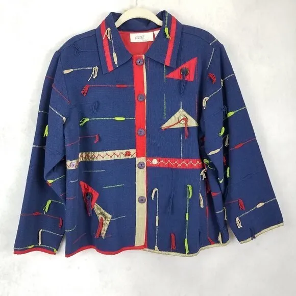 NEW Anu by Natural XL Tapestry Art to Wear Button up Jacket