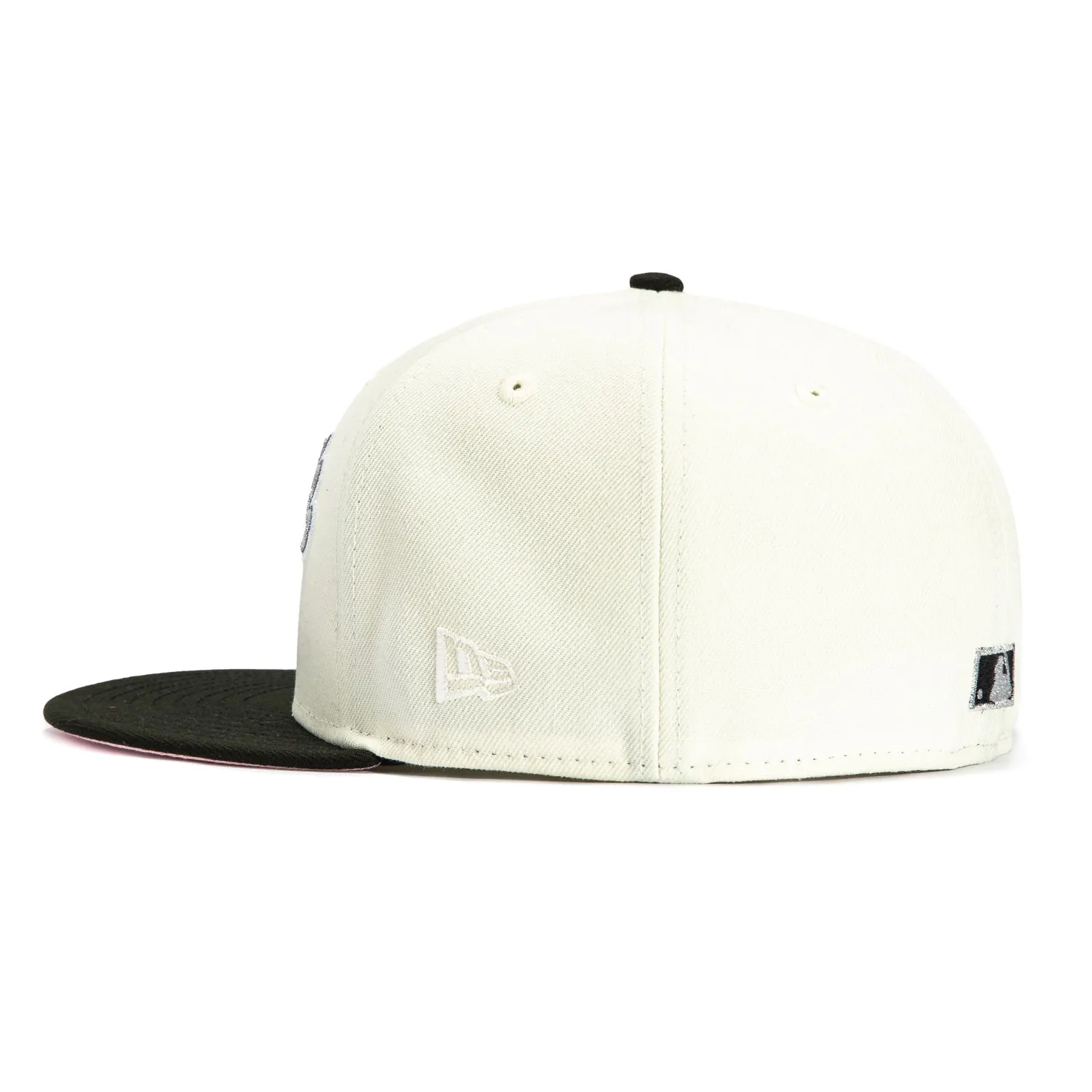 New Era 59Fifty New York Mets 50th Anniversary Patch Script Hat - White, Black, Metallic Silver