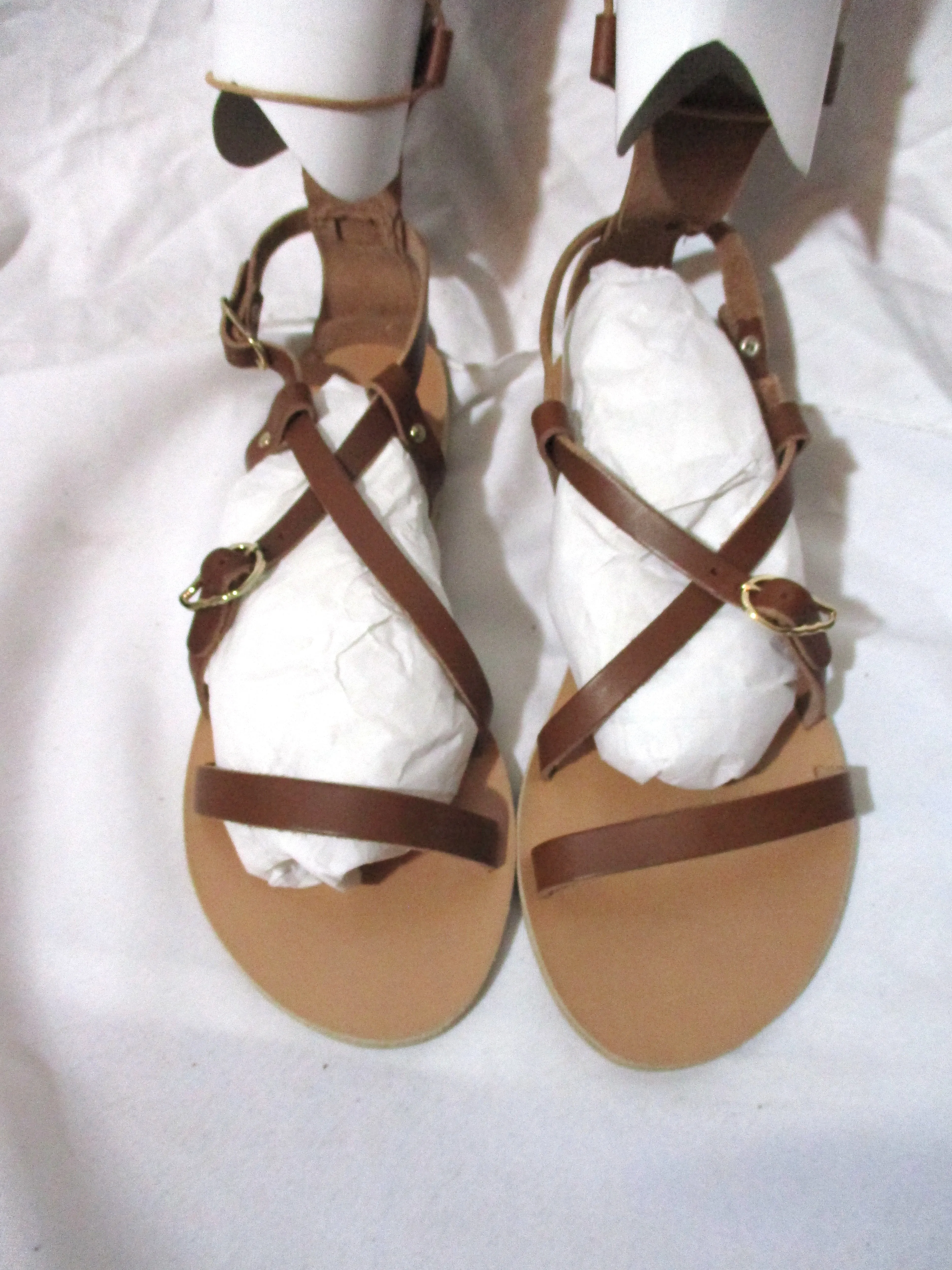 NEW NIB EUC ANCIENT GREEK SANDALS SOFIA HIGH LEATHER NUBUCK 37 Greece