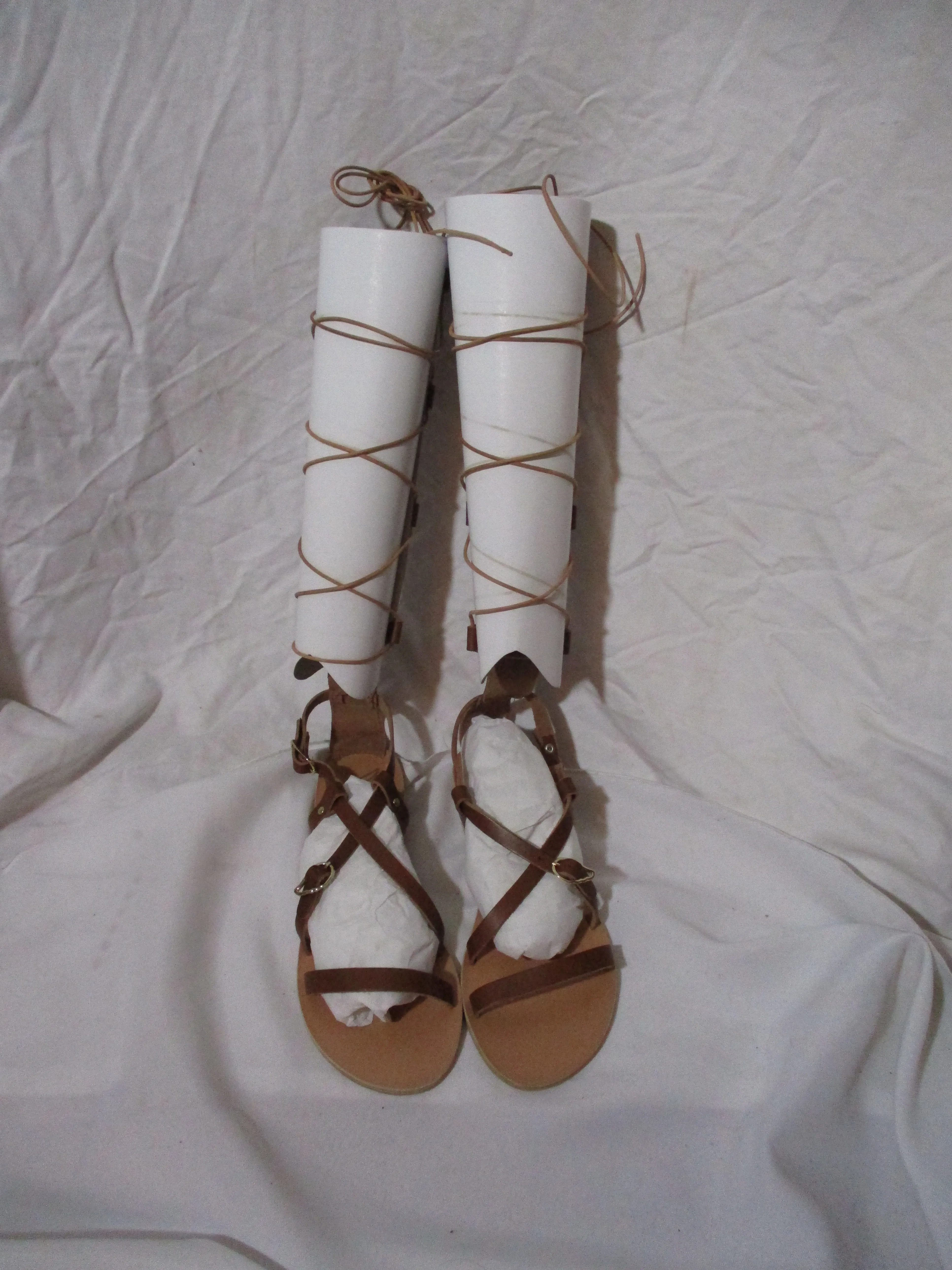 NEW NIB EUC ANCIENT GREEK SANDALS SOFIA HIGH LEATHER NUBUCK 37 Greece