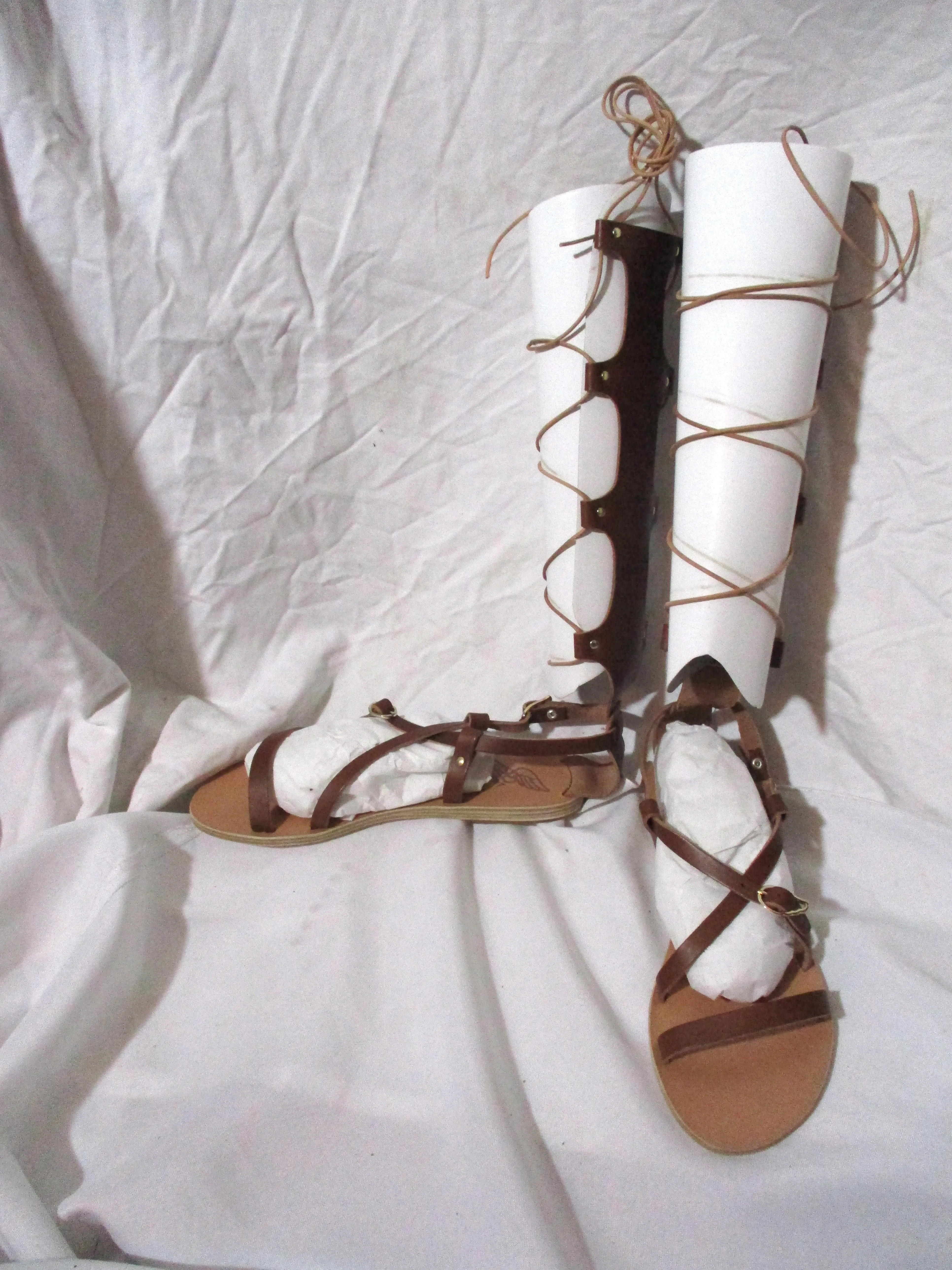 NEW NIB EUC ANCIENT GREEK SANDALS SOFIA HIGH LEATHER NUBUCK 37 Greece