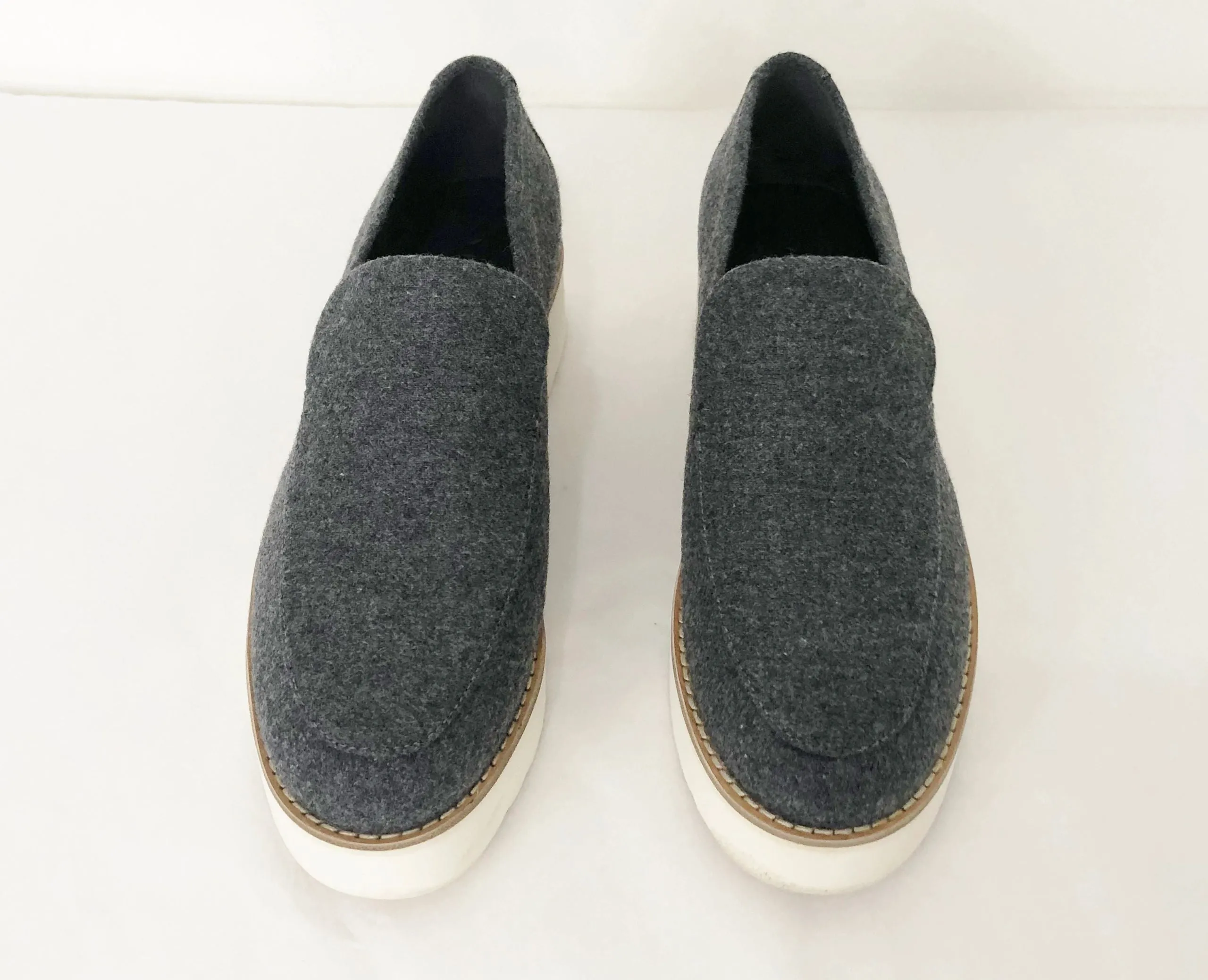 NEW Vince Grey Wool Platform Loafer Size 7