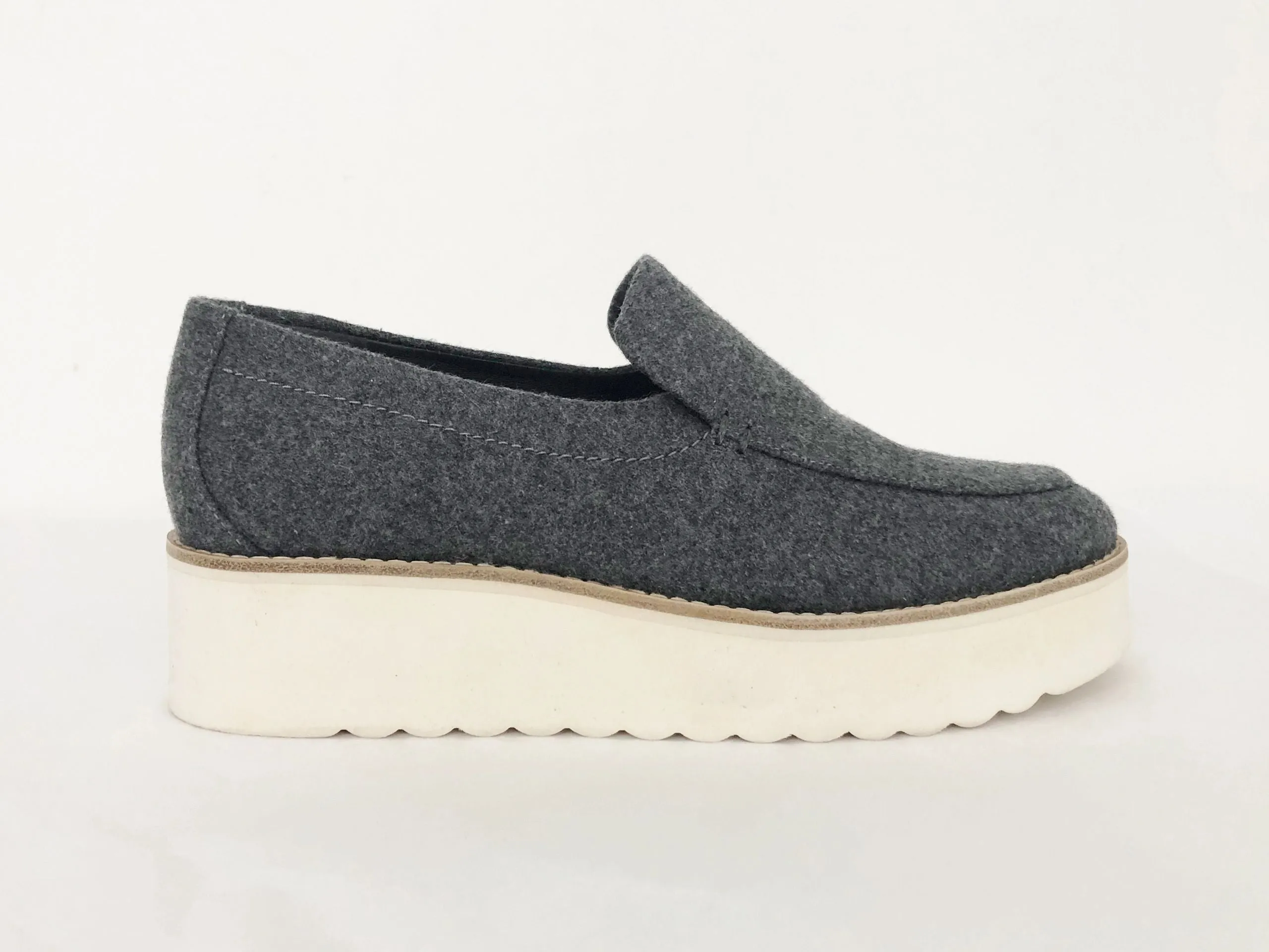 NEW Vince Grey Wool Platform Loafer Size 7