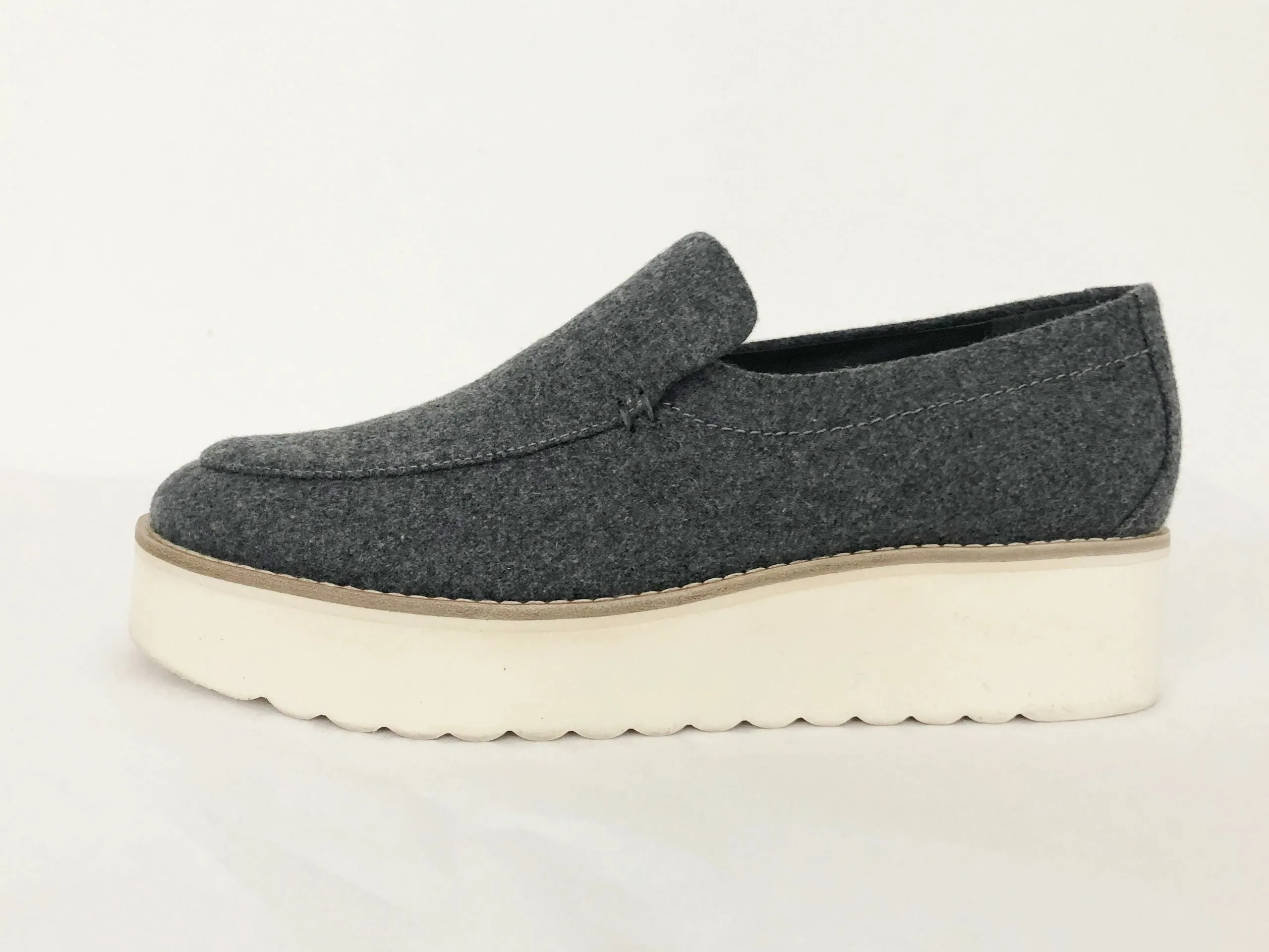 NEW Vince Grey Wool Platform Loafer Size 7
