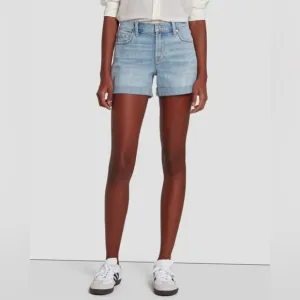 NWT [7 For All Mankind] Broken Twill Mid Roll Short in Coco Privé