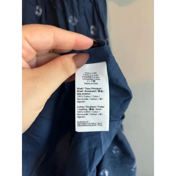 NWT Madewell Tie-Back Flutter-Sleeve Tiered Midi Dress Blue Size 2