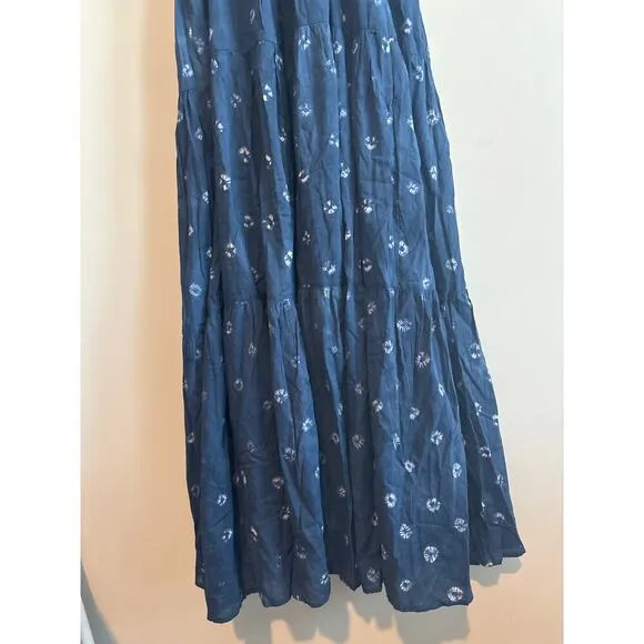 NWT Madewell Tie-Back Flutter-Sleeve Tiered Midi Dress Blue Size 2
