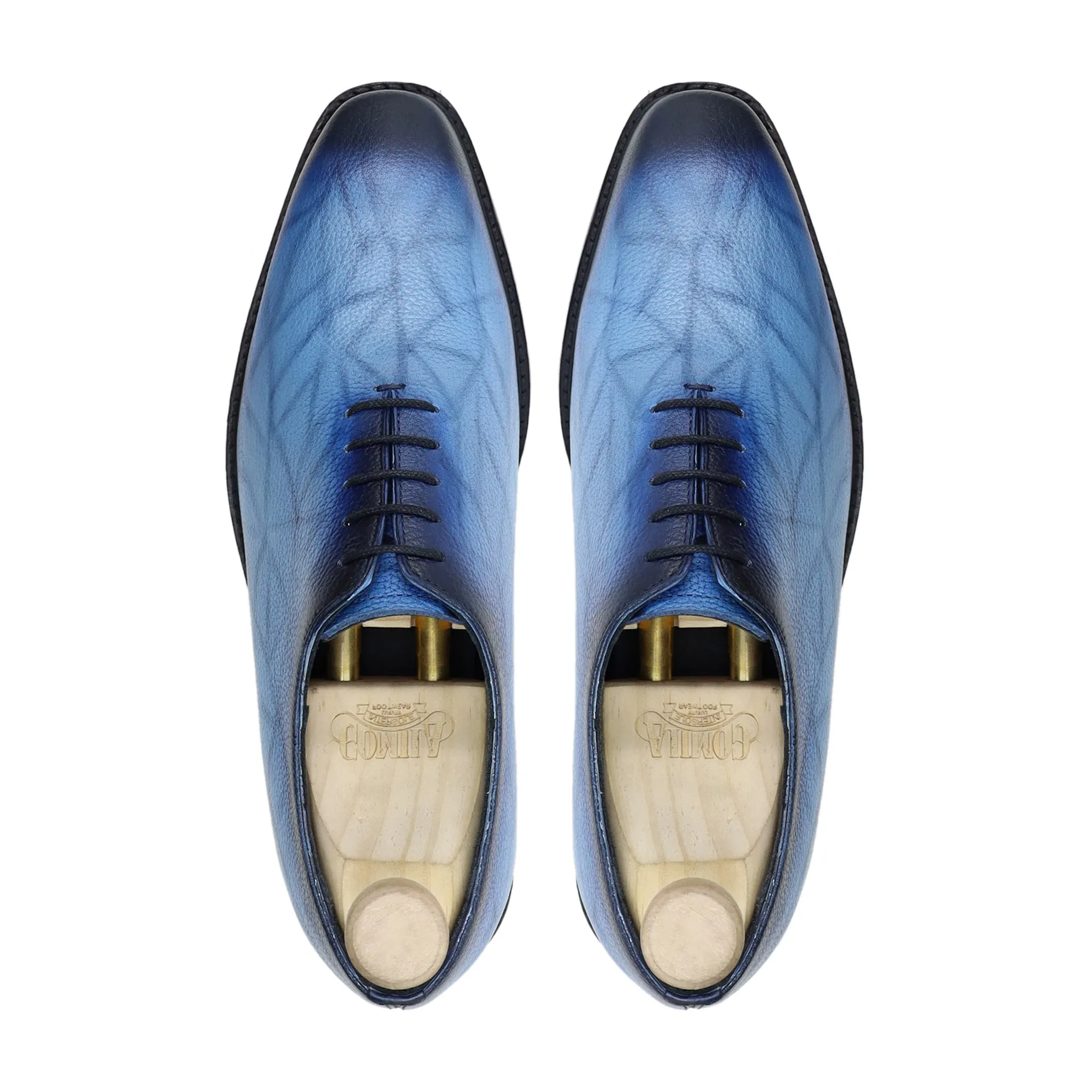 Odessa - Men's Burnish Blue Pebble Grain Leather Wholecut Shoe