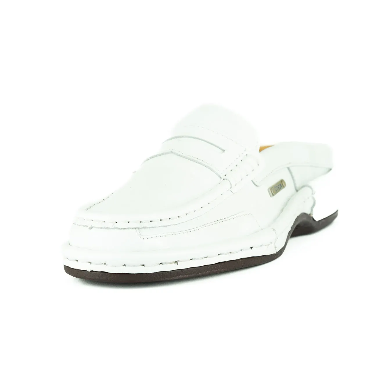 OMOM388 : Leather Mule in White Soft Saddle Leather