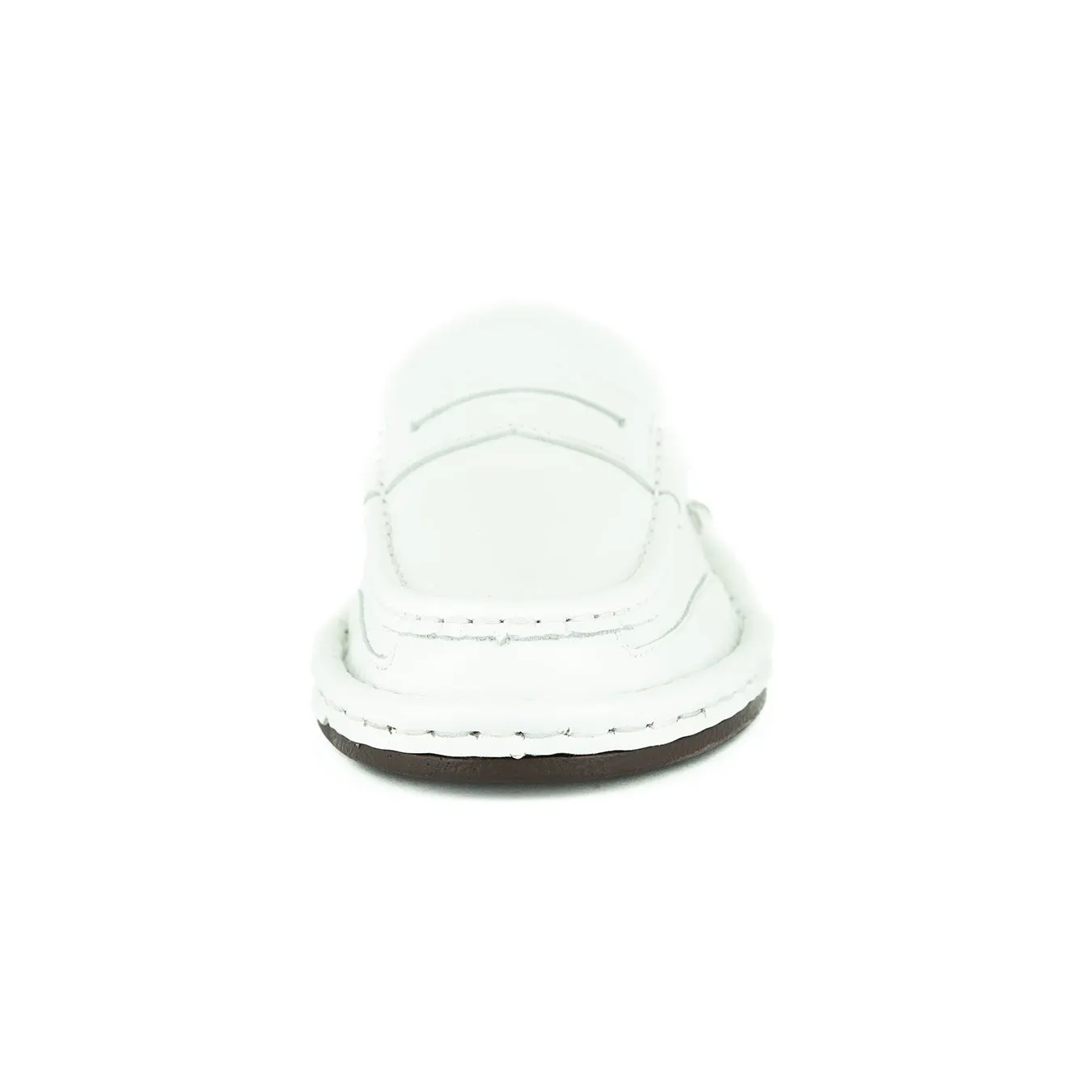 OMOM388 : Leather Mule in White Soft Saddle Leather