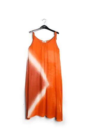 Orange strappy tie-dye maxi dress