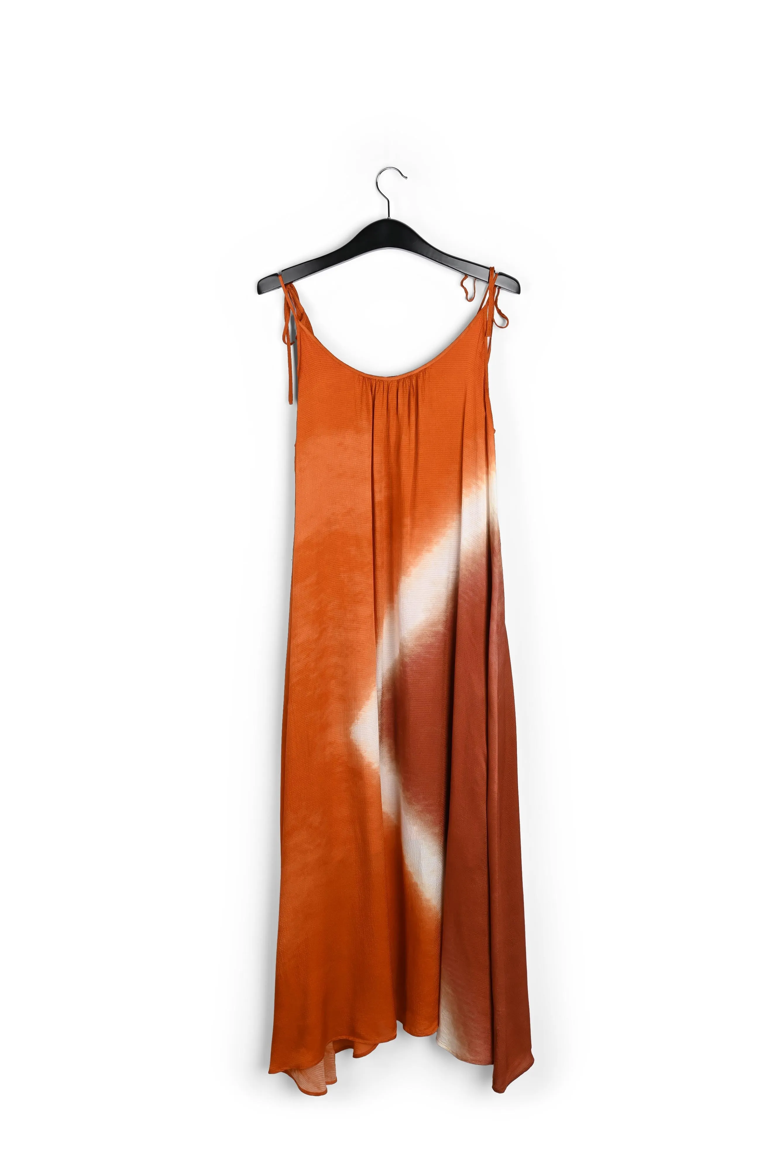 Orange strappy tie-dye maxi dress