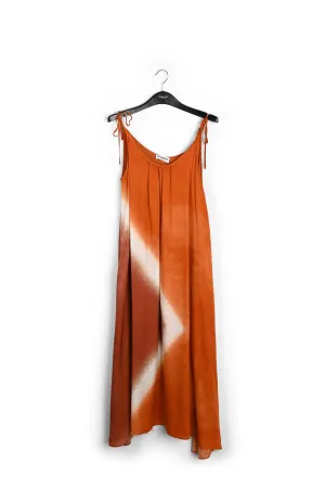 Orange strappy tie-dye maxi dress