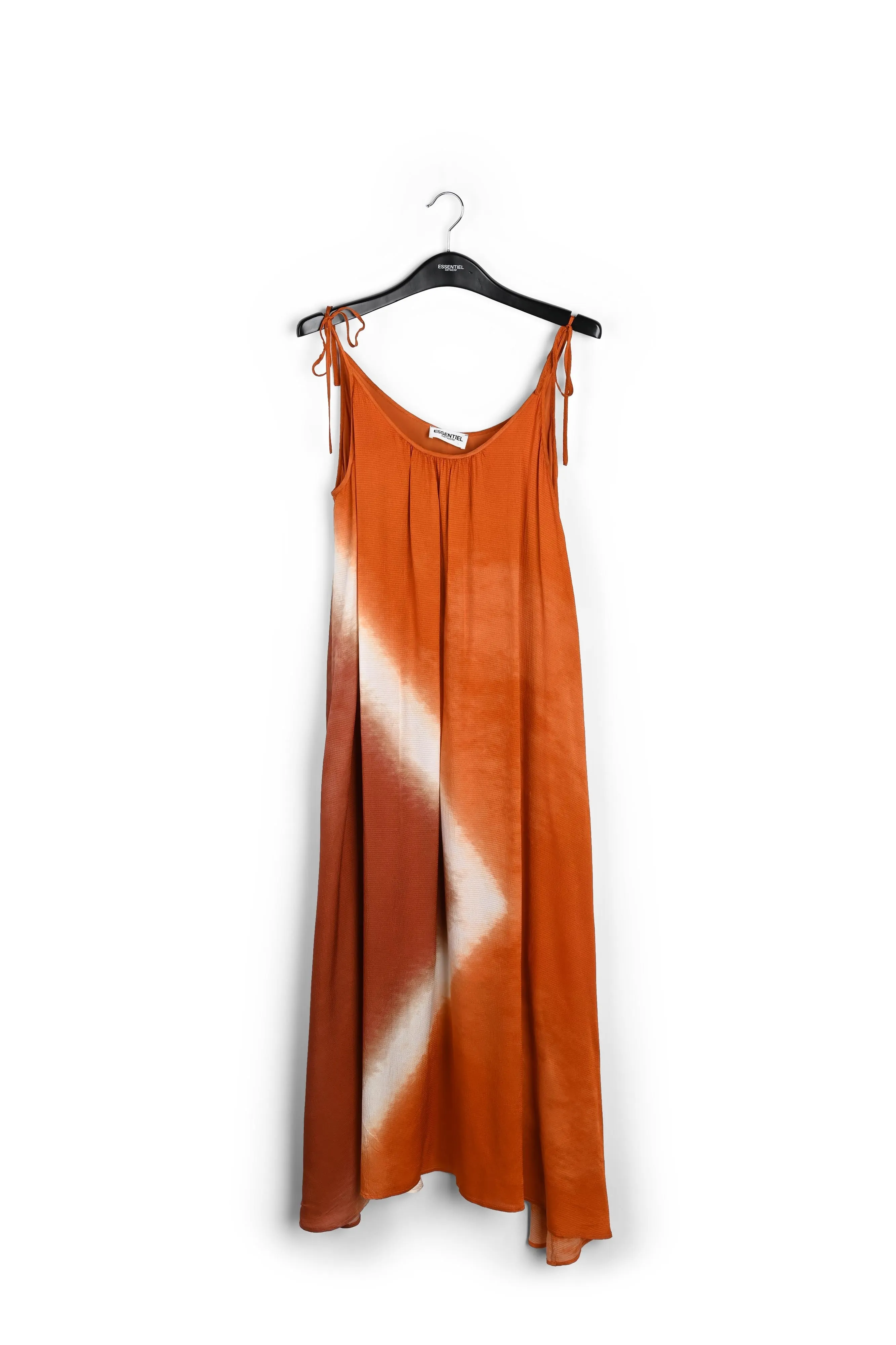 Orange strappy tie-dye maxi dress