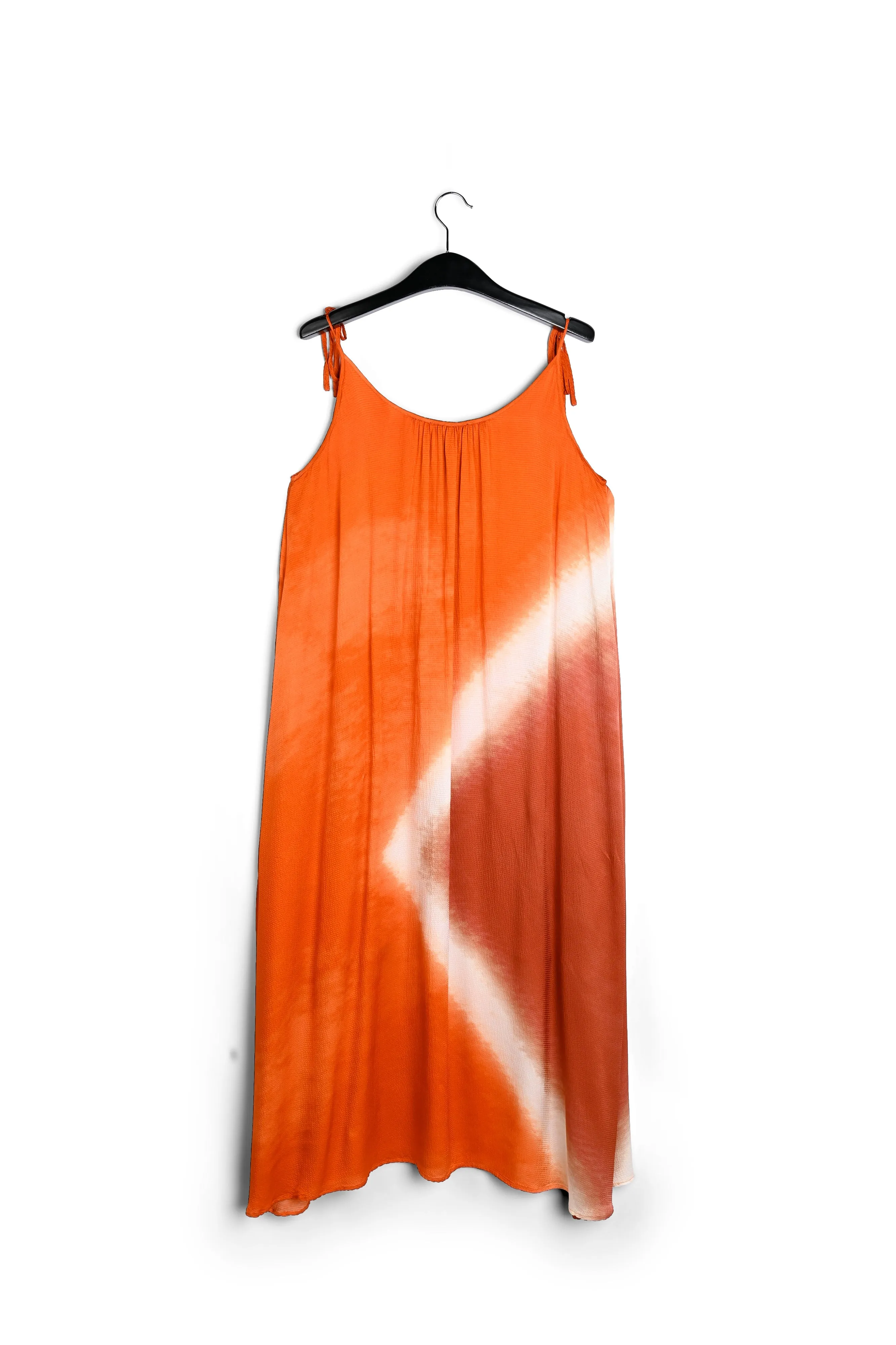 Orange strappy tie-dye maxi dress