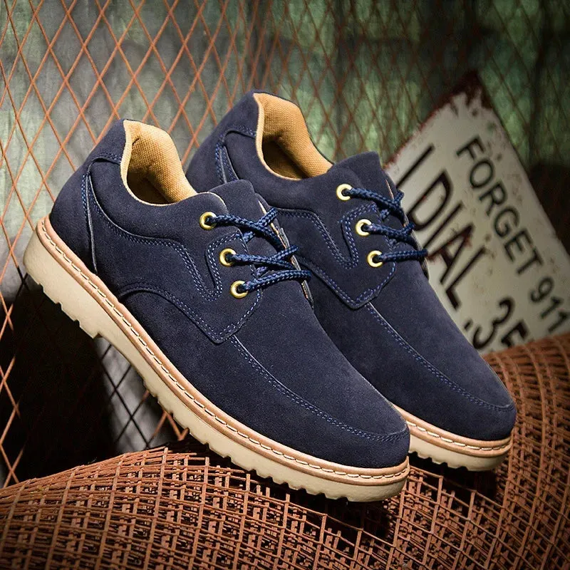 Outdoor Men Working Shoes Brown Suede Casual Shoes British Style Business Man Shoe Classic Vintage Male Shoes Thick Sole Sneaker