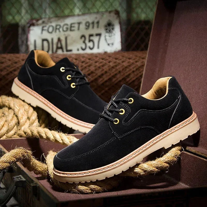 Outdoor Men Working Shoes Brown Suede Casual Shoes British Style Business Man Shoe Classic Vintage Male Shoes Thick Sole Sneaker