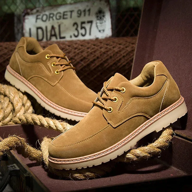 Outdoor Men Working Shoes Brown Suede Casual Shoes British Style Business Man Shoe Classic Vintage Male Shoes Thick Sole Sneaker