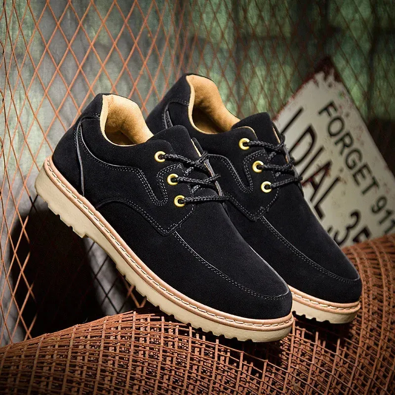 Outdoor Men Working Shoes Brown Suede Casual Shoes British Style Business Man Shoe Classic Vintage Male Shoes Thick Sole Sneaker