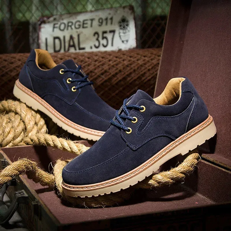 Outdoor Men Working Shoes Brown Suede Casual Shoes British Style Business Man Shoe Classic Vintage Male Shoes Thick Sole Sneaker
