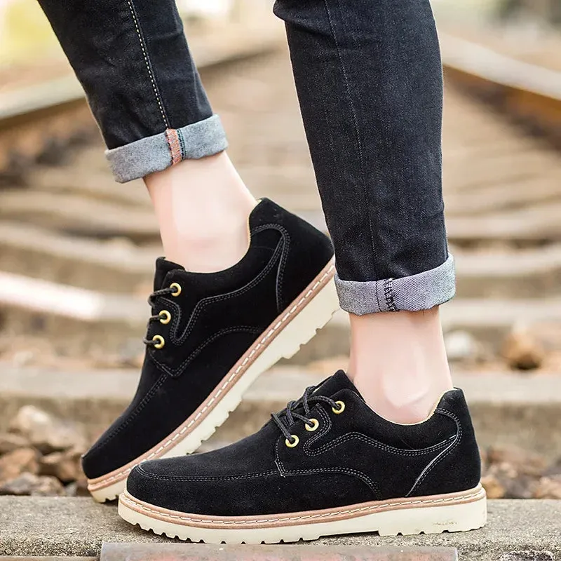 Outdoor Men Working Shoes Brown Suede Casual Shoes British Style Business Man Shoe Classic Vintage Male Shoes Thick Sole Sneaker