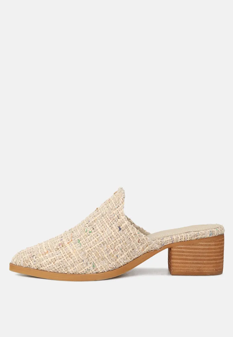 Palma Natural Stacked Heel Mules By Ruw