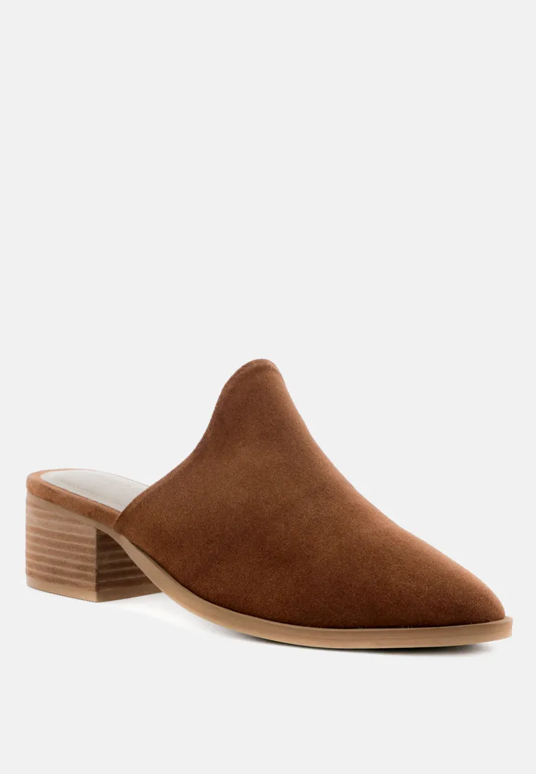 Palma Natural Stacked Heel Mules By Ruw