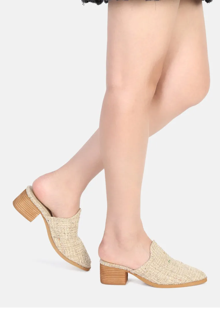 Palma Natural Stacked Heel Mules By Ruw