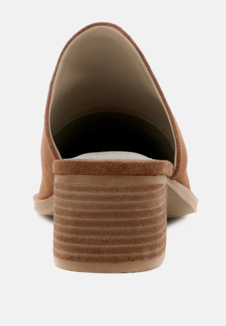 Palma Natural Stacked Heel Mules By Ruw