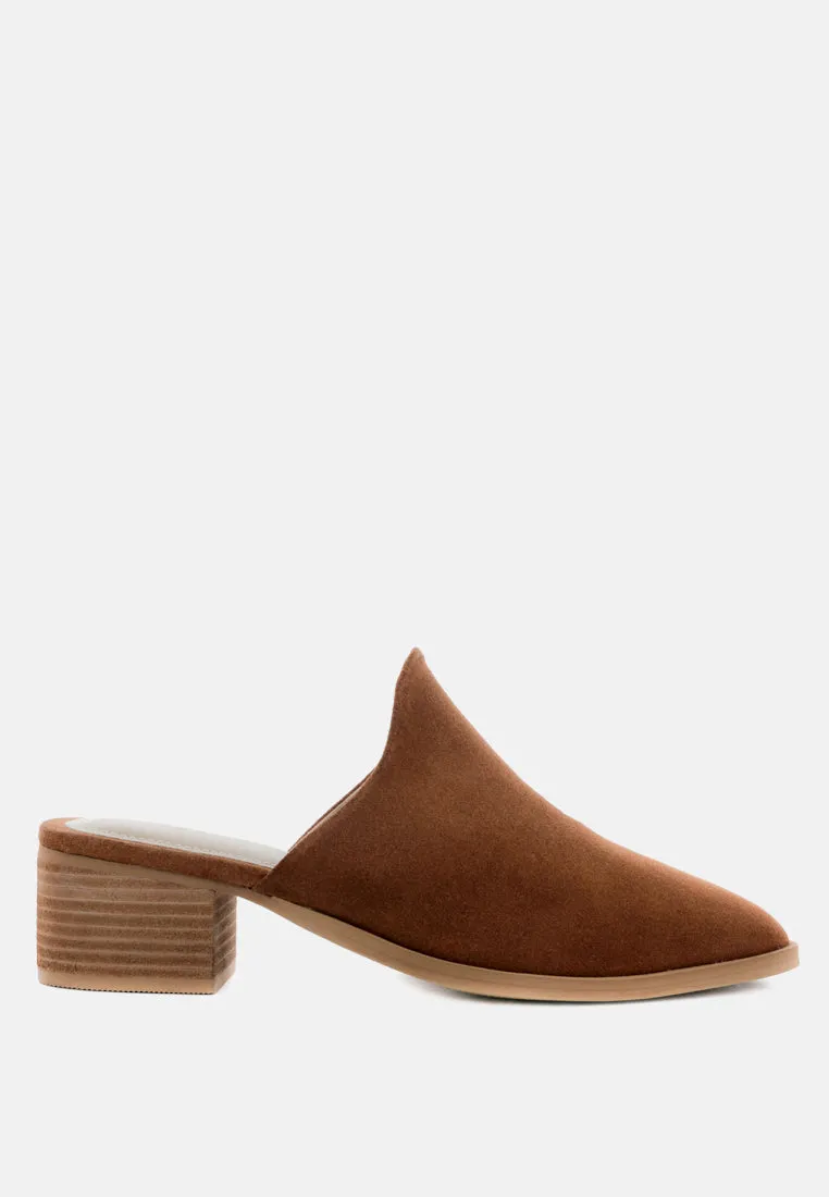 Palma Natural Stacked Heel Mules By Ruw
