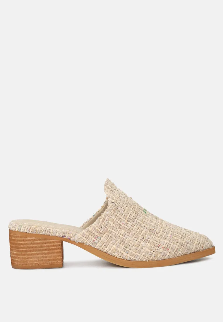 Palma Natural Stacked Heel Mules By Ruw