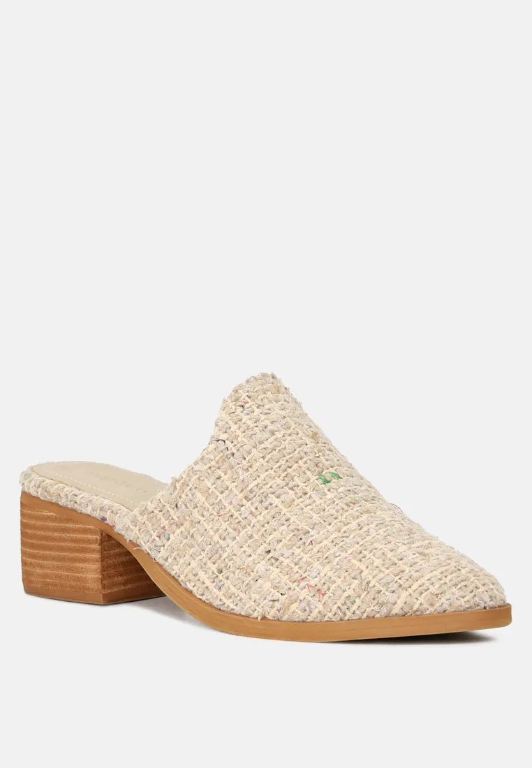 Palma Natural Stacked Heel Mules By Ruw