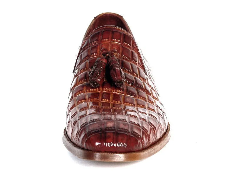 Paul Parkman Men's Croco-Embossed Calfskin Tassel Loafers in Brown