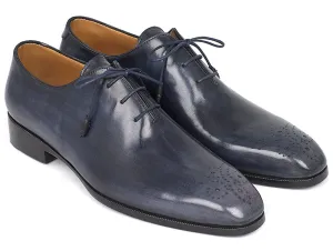 Paul Parkman Men's Hand-Painted Medallion Toe Wholecut Oxfords in Navy