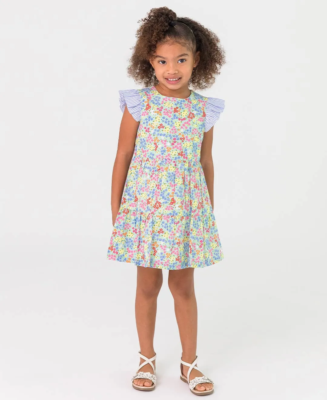 Petaling Around Flutter Sleeve Tiered Dress