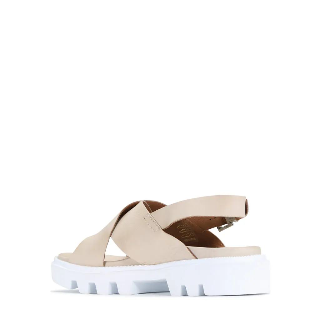PLUMA LEATHER SLING BACK SANDALS
