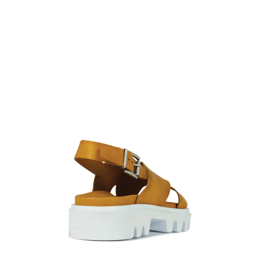 PLUMA LEATHER SLING BACK SANDALS