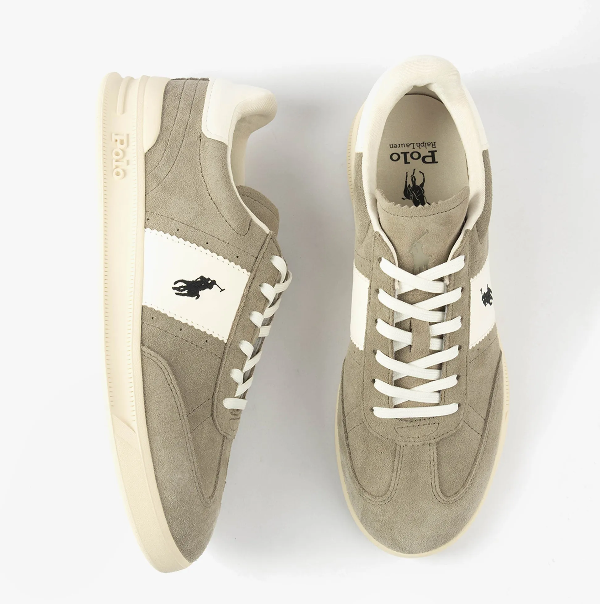 Polo Ralph Lauren HRT AERA Mens Trainers Earth Grey/Deckwash White