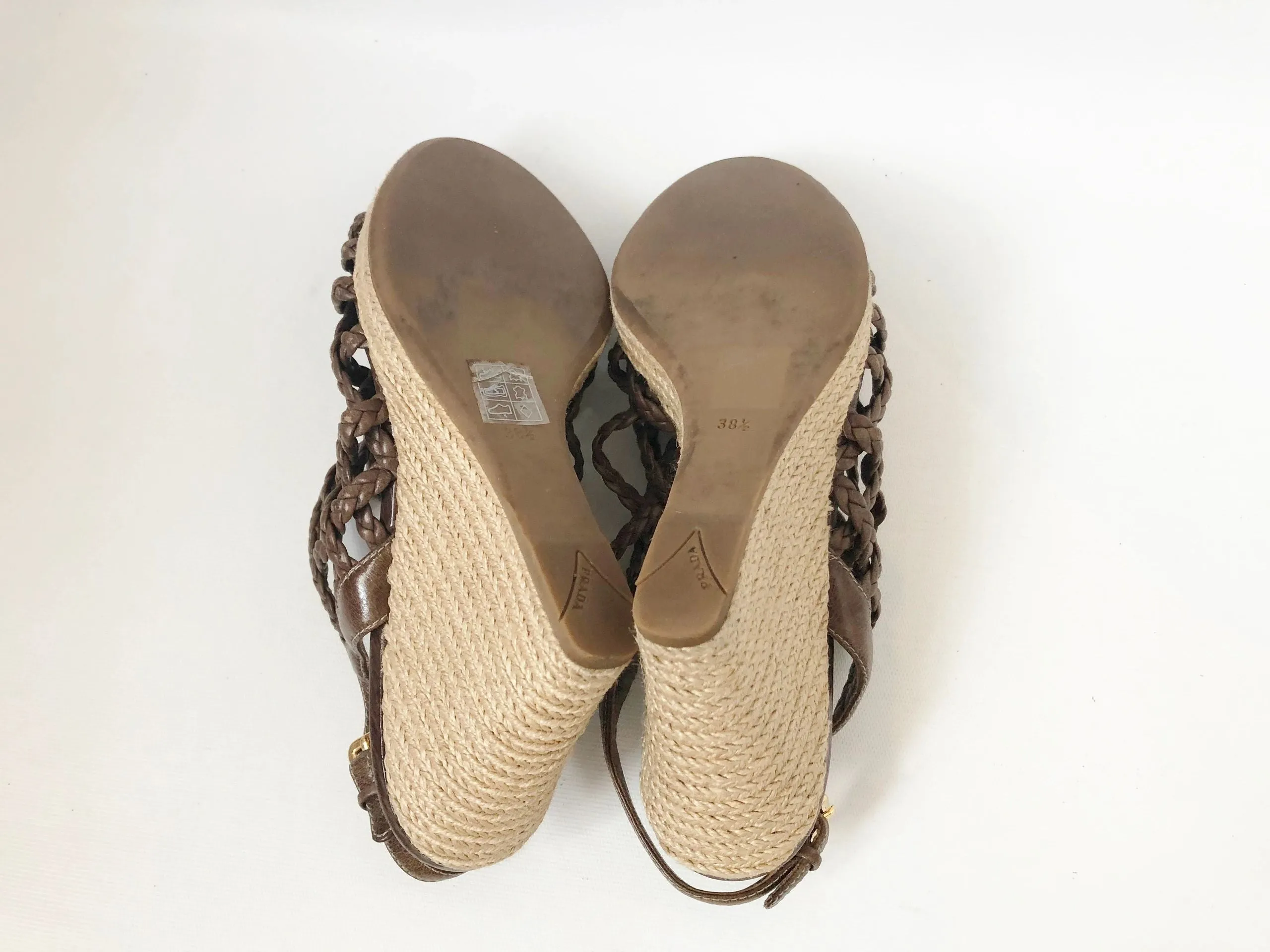 Prada Lattice Wedge Sandal Size38.5 It (8.5 Us)