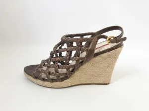 Prada Lattice Wedge Sandal Size38.5 It (8.5 Us)