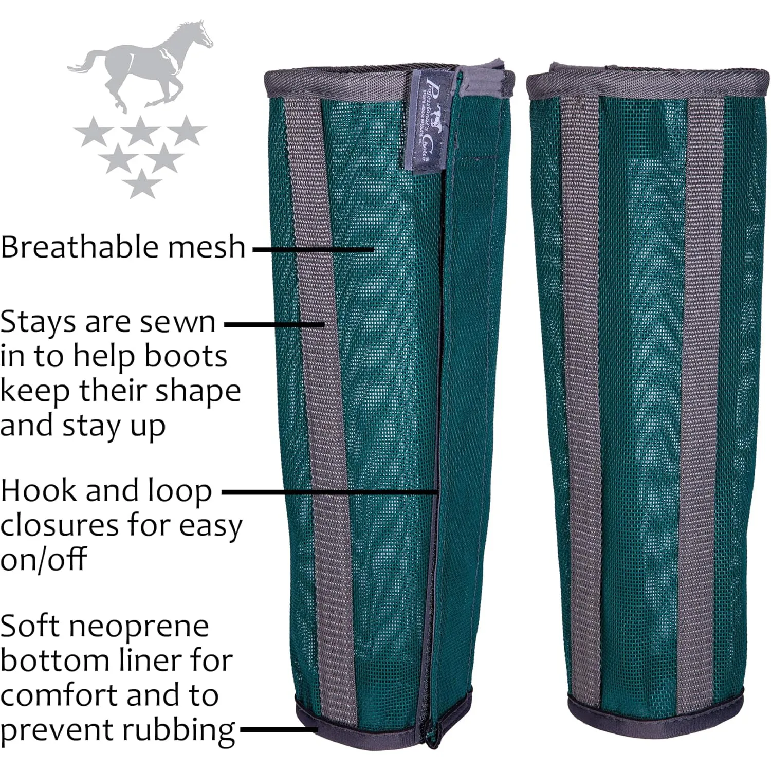 Professional's Choice Deluxe Fly Boots (4 Pack)- Emerald