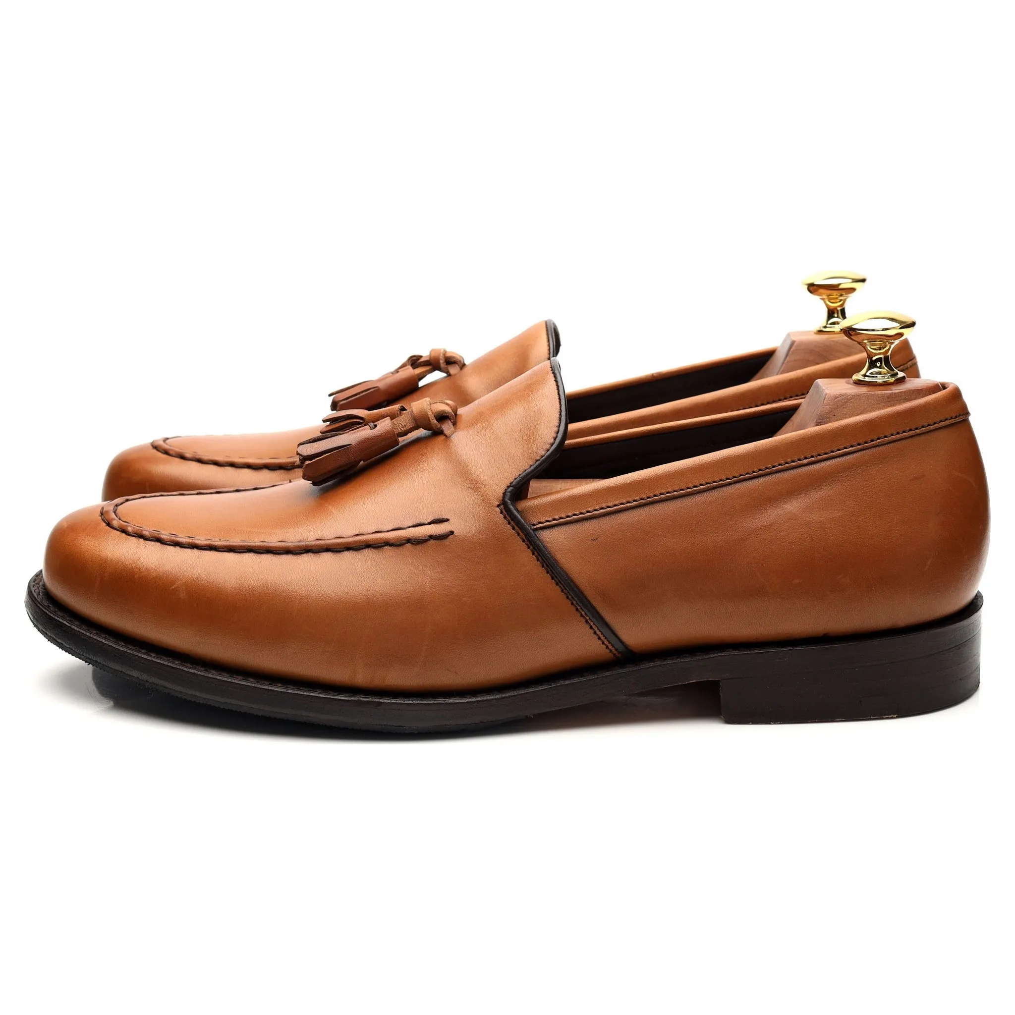 'Ramsden' Tan Brown Leather Tassel Loafer UK 8.5 F