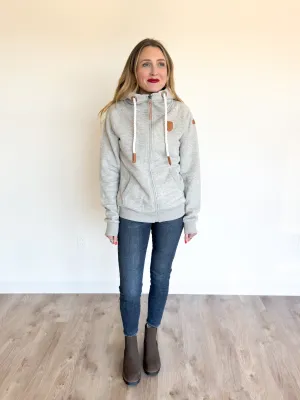 Rebekah Front Zip Sweatshirt in Heather Grey