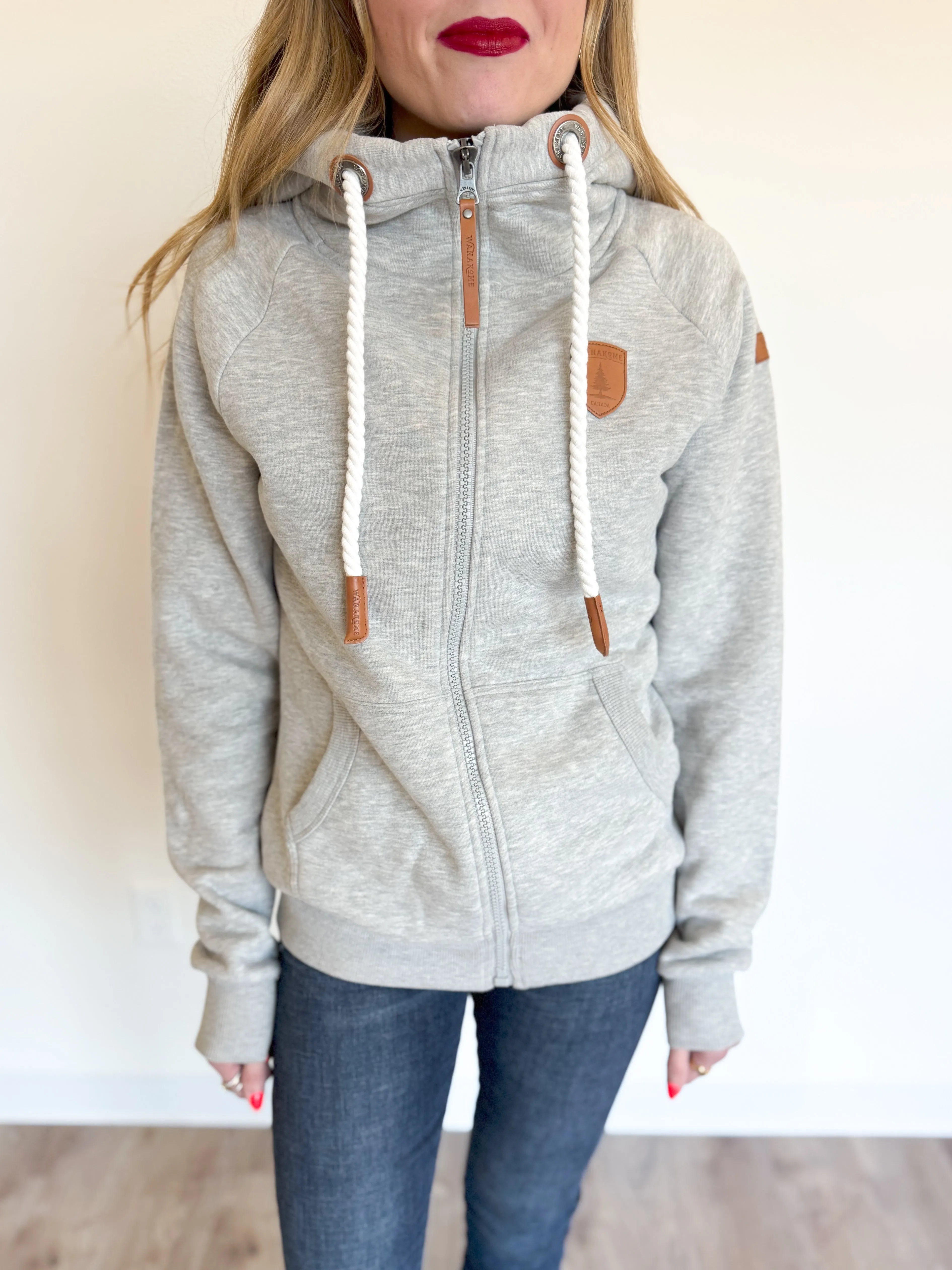 Rebekah Front Zip Sweatshirt in Heather Grey