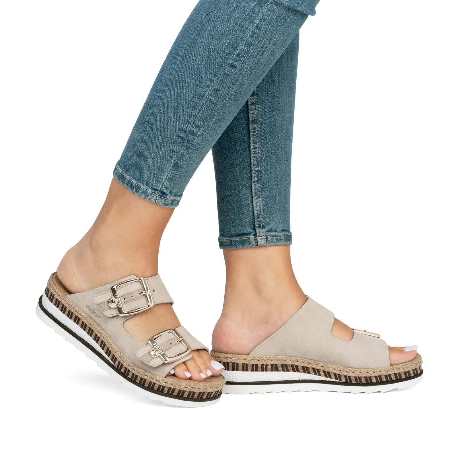 Rieker Regina V7955 Slide Sandal (Women) - Iceberg/Nude