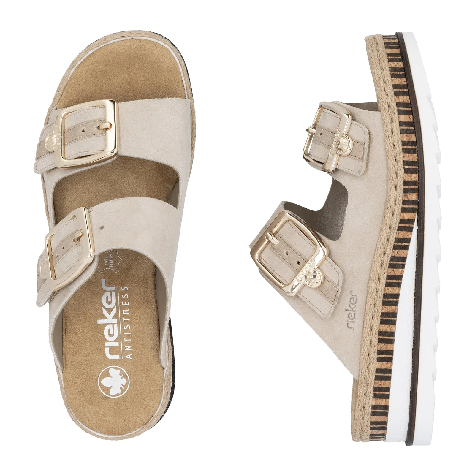 Rieker Regina V7955 Slide Sandal (Women) - Iceberg/Nude