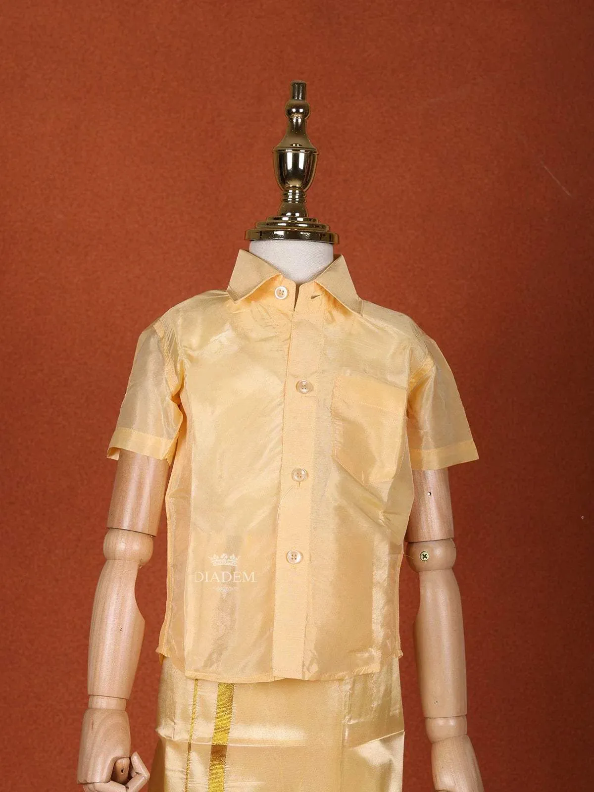 Sandal Silk Dhoti with Matching Half Sleeve Shirt