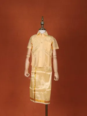 Sandal Silk Dhoti with Matching Half Sleeve Shirt